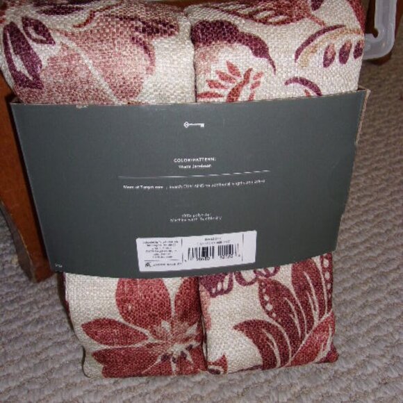Threshold Warm Jacobean Light Filtering Curtain Set 40" x 84" 2 Panels #32120 - Picture 2 of 2